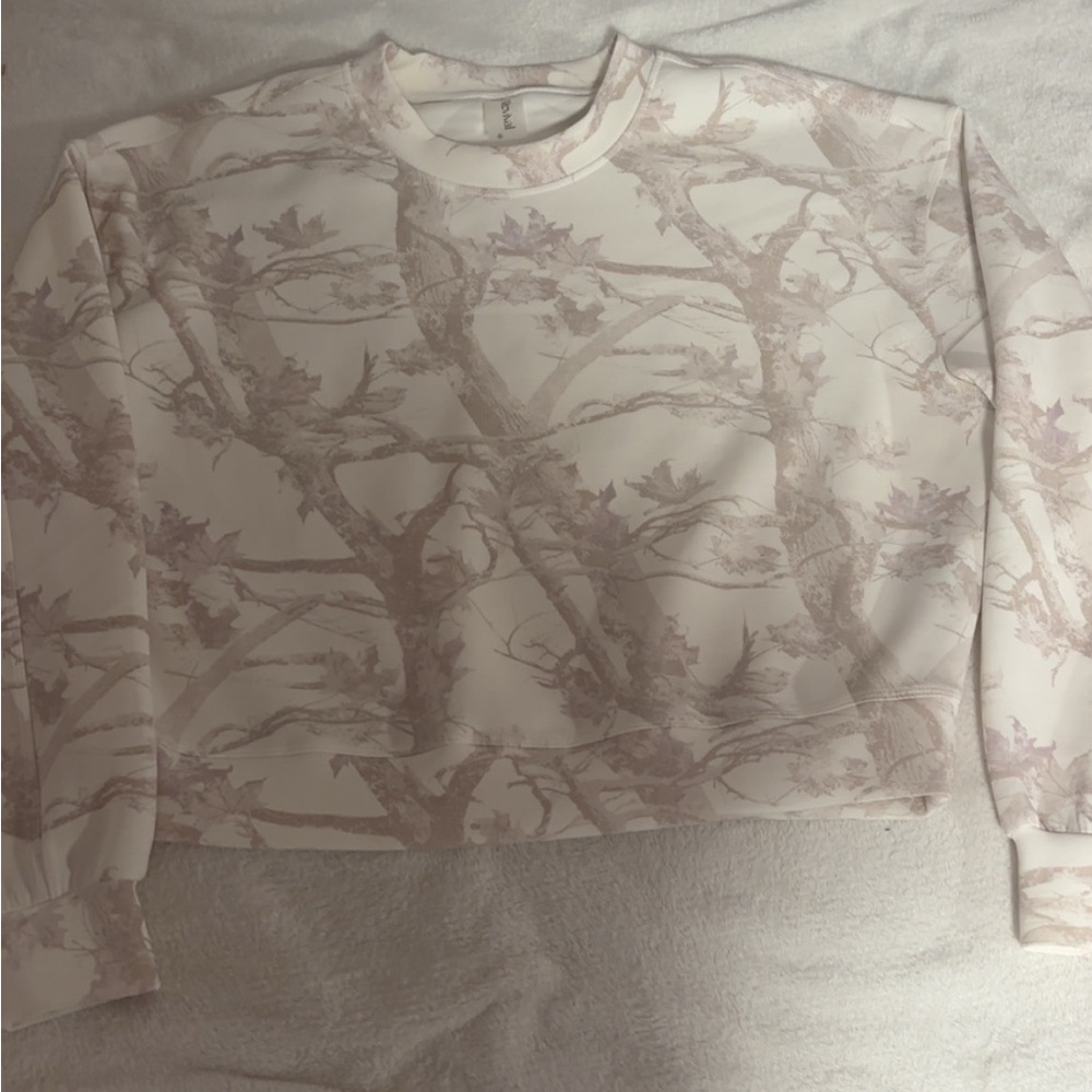 Altar'd State Cream and Pink Tree Pattern Sweatshirt